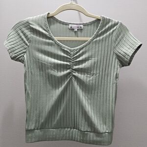 Mint Green Ribbed Short Sleeve Top